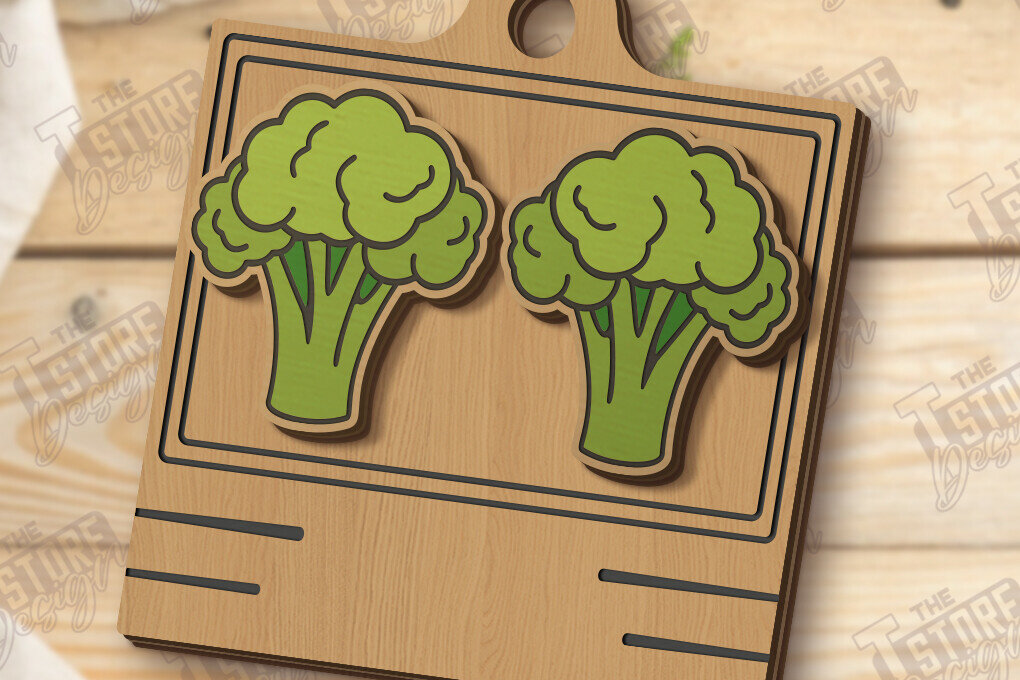 Intra απο ξύλο plywood  Χρώμα wenge 3mm-4mm πάχος - Food Stud Σκουλαρίκια | Λαχανικά Δίασταση 3x3 cm INTRAFABR-105586819