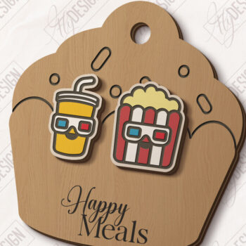 Intra απο ξύλο plywood  Χρώμα wenge 3mm-4mm πάχος - Food Stud Σκουλαρίκια |Αξεσουάρ Δίασταση 3x3 cm INTRAFABR-120024630 - Image 1