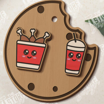 Intra απο ξύλο plywood Χρώμα wenge 3mm-4mm πάχος - Food Stud Σκουλαρίκια |Αξεσουάρ Δίασταση 3x3 cm INTRAFABR-80468118 - Image 1