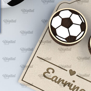 Intra απο ξύλο plywood Χρώμα wenge 3mm-4mm πάχος - Σκουλαρίκια ποδοσφαίρου με λέιζερ Δίασταση 3x3 cm INTRAFABR-85697681 - Image 1