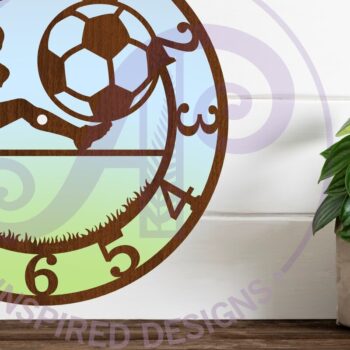 Intra απο ξύλο plywood  Χρώμα wenge 3mm-4mm πάχος - Ποδοσφαιριστής Γυναίκα Παίκτρια Ρολόι Τοίχου Λέιζερ Δίασταση 30x20 cm INTRAFABR-41878752 - Image 2