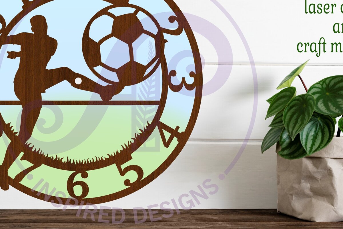 Intra απο ξύλο plywood  Χρώμα wenge 3mm-4mm πάχος - Ρολόι τοίχου λέιζερ ποδοσφαιριστών ανδρών παικτών Δίασταση 30x20 cm INTRAFABR-112159867