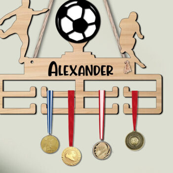 Intra απο ξύλο plywood  Χρώμα wenge 3mm-4mm πάχος - Football Man Sport Medal Hanger Wall Δίασταση 20x20 cm INTRAFABR-107557173 - Image 2
