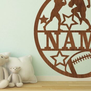 Intra απο ξύλο plywood  Χρώμα wenge 3mm-4mm πάχος - Σήμα ονόματος ποδοσφαίρου Cut File American Δίασταση 30x20 cm INTRAFABR-107557433 - Image 1