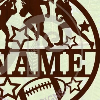 Intra απο ξύλο plywood  Χρώμα wenge 3mm-4mm πάχος - Σήμα ονόματος ποδοσφαίρου Cut File American Δίασταση 30x20 cm INTRAFABR-107557433 - Image 2