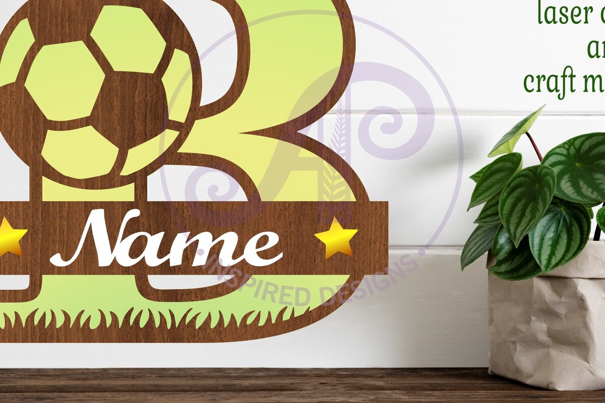 Intra απο ξύλο plywood  Χρώμα wenge 3mm-4mm πάχος - Μονόγραμμα ποδοσφαίρου ή ποδοσφαίρου Β γράμμα Δίασταση 30x20 cm INTRAFABR-107557585