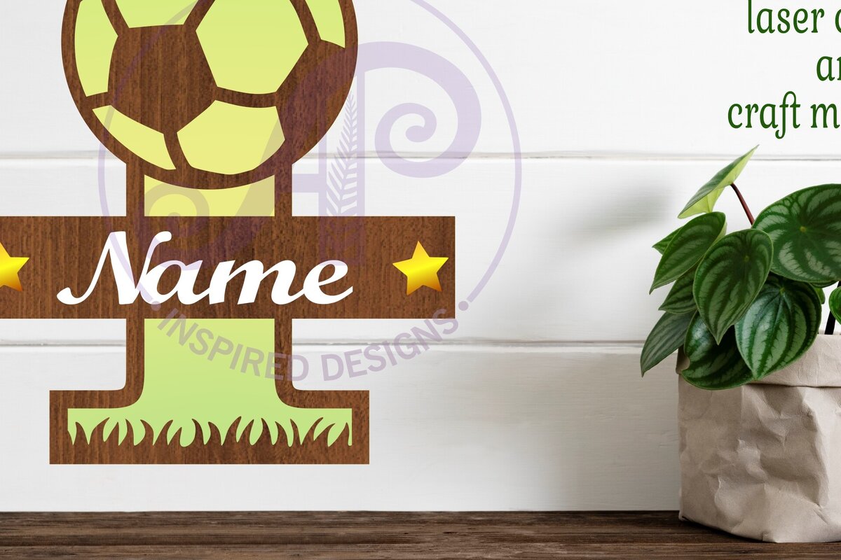 Intra απο ξύλο plywood  Χρώμα wenge 3mm-4mm πάχος - Μονόγραμμα ποδοσφαίρου ή ποδοσφαίρου I Γράμμα Δίασταση 30x20 cm INTRAFABR-107343700