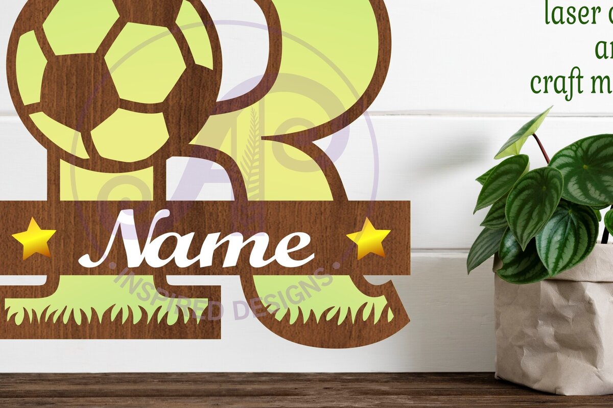 Intra απο ξύλο plywood  Χρώμα wenge 3mm-4mm πάχος - Μονόγραμμα ποδοσφαίρου ή ποδοσφαίρου R γράμμα Δίασταση 30x20 cm INTRAFABR-107342472