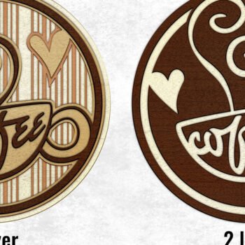 Intra απο ξύλο plywood  Χρώμα wenge 3mm-4mm πάχος - Για την αγάπη του καφέ Δίασταση 6x6 cm INTRAFABR-110322100 - Image 1