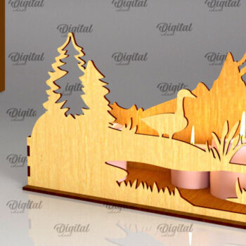 Intra απο ξύλο plywood Χρώμα wenge 3mm-4mm πάχος - Forest Animal Candle Box Δίασταση 30x20 cm INTRAFABR-110322127 - Image 1