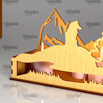 Intra απο ξύλο plywood Χρώμα wenge 3mm-4mm πάχος - Forest Animal Candle Box Δίασταση 30x20 cm INTRAFABR-110322142 - Image 1