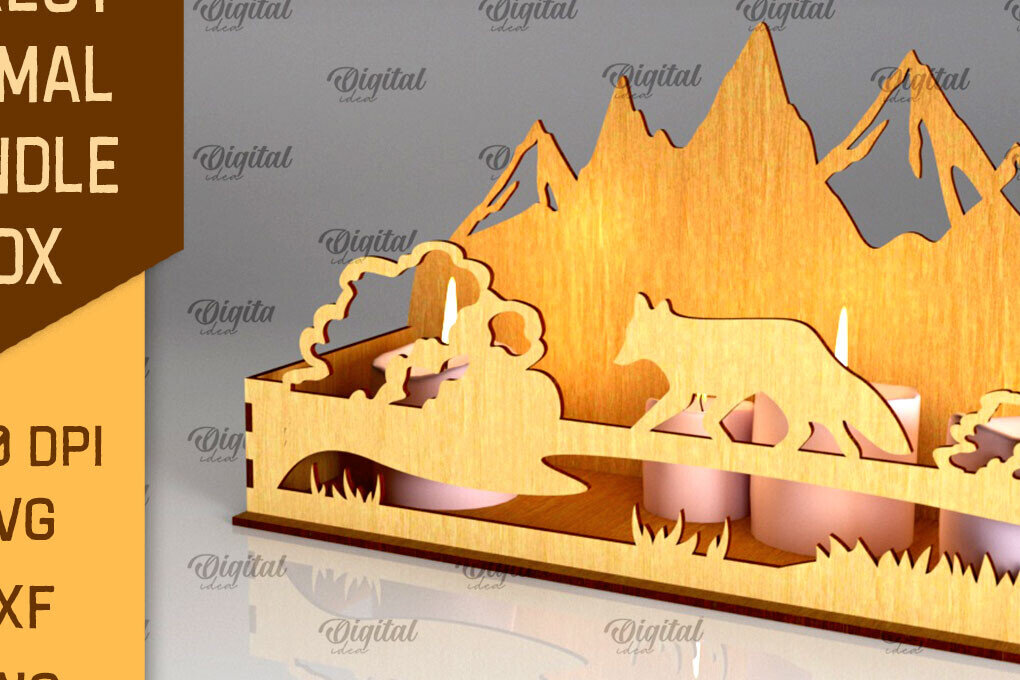 Intra απο ξύλο plywood  Χρώμα wenge 3mm-4mm πάχος - Forest Animal Candle Box Δίασταση 30x20 cm INTRAFABR-110322249