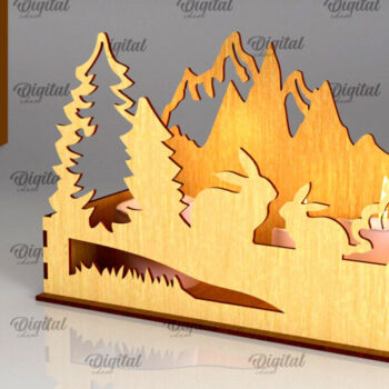 Intra απο ξύλο plywood Χρώμα wenge 3mm-4mm πάχος - Forest Animal Candle Box Δίασταση 30x20 cm INTRAFABR-110322380 - Image 1