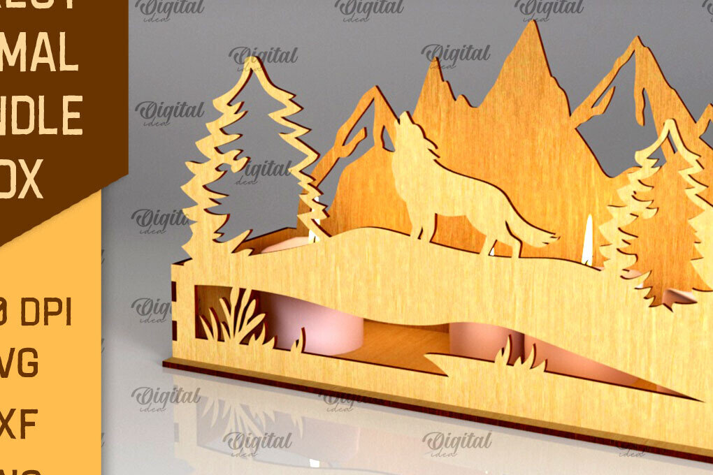 Intra απο ξύλο plywood  Χρώμα wenge 3mm-4mm πάχος - Forest Animal Candle Box Δίασταση 30x20 cm INTRAFABR-110322424