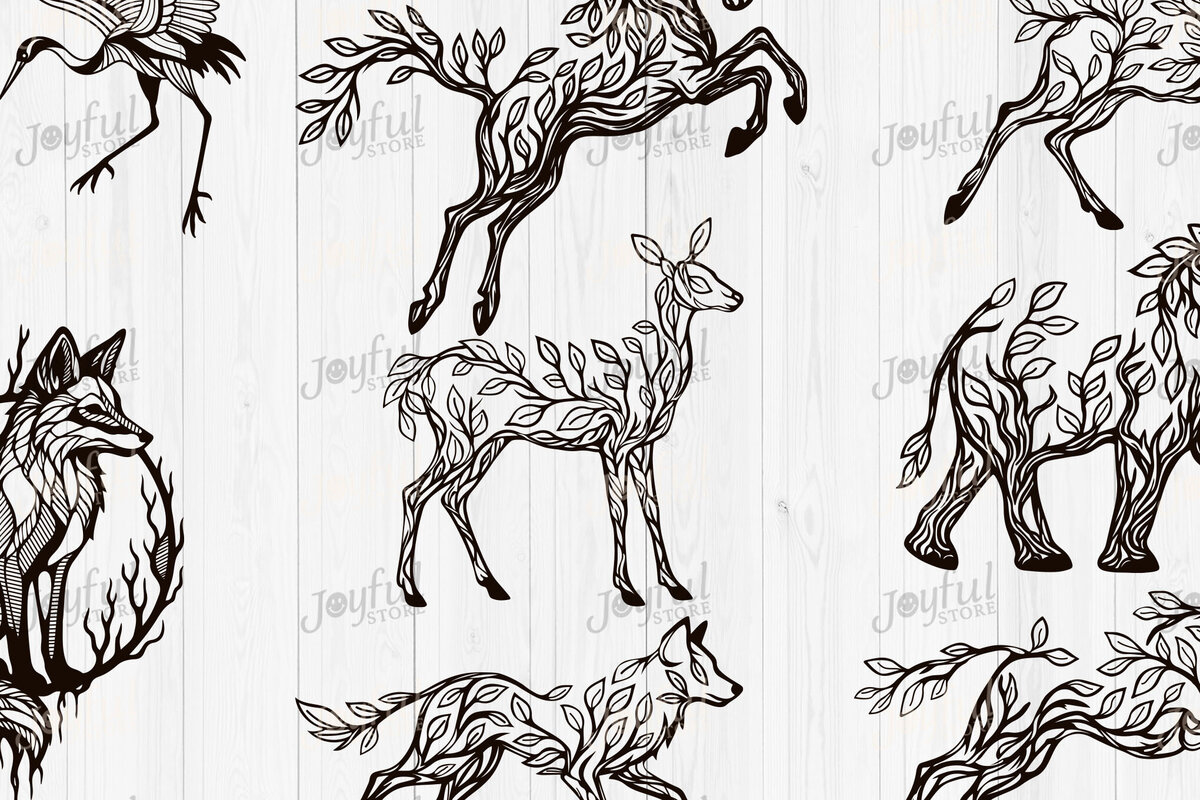 Intra απο ξύλο plywood  Χρώμα wenge 3mm-4mm πάχος - Πακέτο Forest Animal Leaf Art Δίασταση 30x20 cm INTRAFABR-110322447