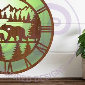 Intra απο ξύλο plywood Χρώμα wenge 3mm-4mm πάχος - με λέιζερ ρολόι τοίχου Forest Bear, Δίασταση 30x20 cm INTRAFABR-110322481 - Image 2