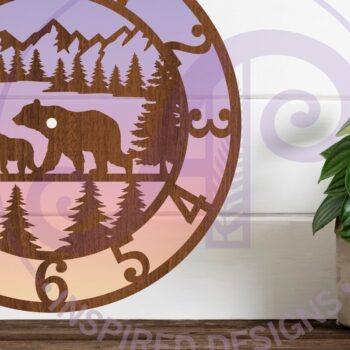 Intra απο ξύλο plywood Χρώμα wenge 3mm-4mm πάχος - με λέιζερ ρολόι τοίχου Forest Bear, Δίασταση 30x20 cm INTRAFABR-110322481 - Image 3