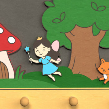 Intra απο ξύλο plywood  Χρώμα wenge 3mm-4mm πάχος - Forest Fairy Wall Hook Δίασταση 6x6 cm INTRAFABR-77698657 - Image 1