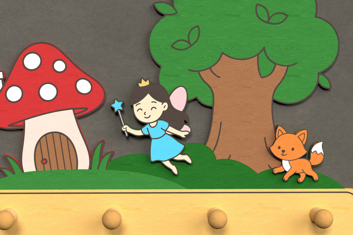 Intra απο ξύλο plywood  Χρώμα wenge 3mm-4mm πάχος - Forest Fairy Wall Hook Δίασταση 6x6 cm INTRAFABR-77698657