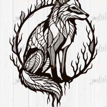 Intra απο ξύλο plywood Χρώμα wenge 3mm-4mm πάχος - Forest Fox Line Art Design Δίασταση 30x20 cm INTRAFABR-38111002 - Image 1