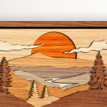 Intra απο ξύλο plywood  Χρώμα wenge 3mm-4mm πάχος - με λέιζερ Forest Scene Δίασταση 20x20 cm INTRAFABR-83010676 - Image 1