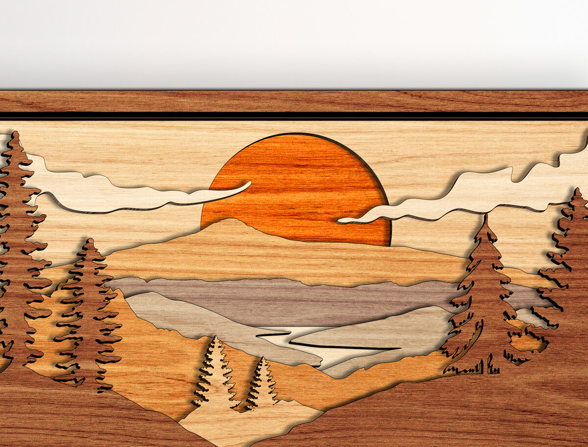 Intra απο ξύλο plywood  Χρώμα wenge 3mm-4mm πάχος - με λέιζερ Forest Scene Δίασταση 20x20 cm INTRAFABR-83010676