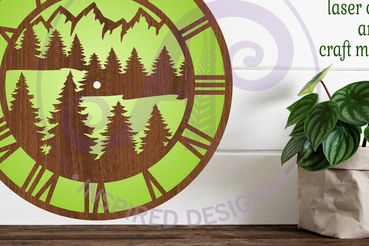 Intra απο ξύλο plywood  Χρώμα wenge 3mm-4mm πάχος - με λέιζερ Forest Wall Clock, Δίασταση 30x20 cm INTRAFABR-105548131