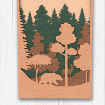 Intra απο ξύλο plywood  Χρώμα wenge 3mm-4mm πάχος - Forest Wildlife Layered Wall Art Δίασταση 40x50 cm INTRAFABR-105615564 - Image 1