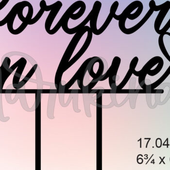 Intra απο ξύλο plywood  Χρώμα wenge 3mm-4mm πάχος - FOREVER in LOVE CAKE TOPPER Δίασταση 20x20 cm INTRAFABR-105617967 - Image 1