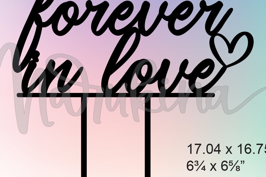 Intra απο ξύλο plywood  Χρώμα wenge 3mm-4mm πάχος - FOREVER in LOVE CAKE TOPPER Δίασταση 20x20 cm INTRAFABR-105617967