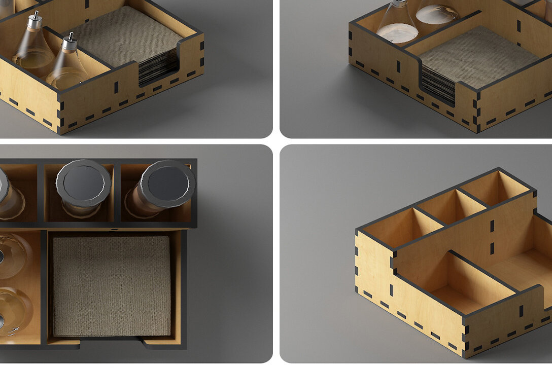 Intra απο ξύλο plywood  Χρώμα wenge 3mm-4mm πάχος - Στήριγμα για πιρούνι και χαρτοπετσέτα / Laser Box 293 Δίασταση 30x20 cm INTRAFABR-105142072