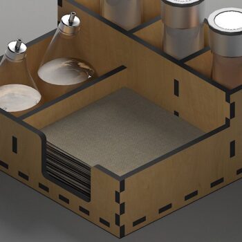 Intra απο ξύλο plywood  Χρώμα wenge 3mm-4mm πάχος - Θήκη για πιρούνι και χαρτοπετσέτα / Κουτί αλατοπίπερου Δίασταση 30x20 cm INTRAFABR-105142111 - Image 3