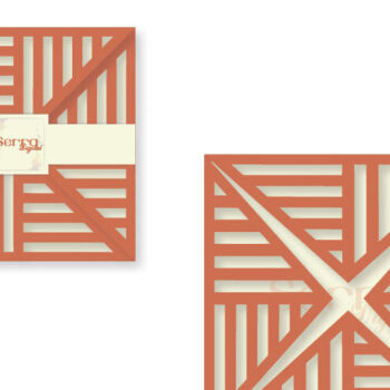 Intra απο ξύλο plywood Χρώμα wenge 3mm-4mm πάχος - Τετραπλό πρόσκληση γεωμετρικής κάρτας Δίασταση 20x20 cm INTRAFABR-105269288 - Image 1