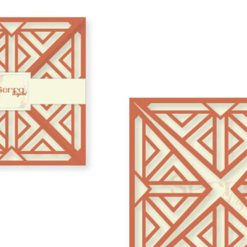 Intra απο ξύλο plywood  Χρώμα wenge 3mm-4mm πάχος - Τετραπλό πρόσκληση γεωμετρικής κάρτας Δίασταση 20x20 cm INTRAFABR-111444417 - Image 1