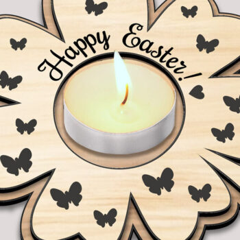 Intra απο ξύλο plywood  Χρώμα wenge 3mm-4mm πάχος - Τετράφυλλη Πασχαλινή Λαμπάδα Τριφύλλι Δίασταση 15x15 cm INTRAFABR-49090673 - Image 1