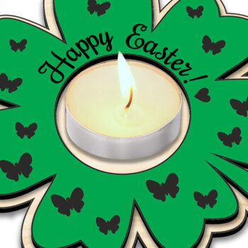 Intra απο ξύλο plywood  Χρώμα wenge 3mm-4mm πάχος - Τετράφυλλη Πασχαλινή Λαμπάδα Τριφύλλι Δίασταση 15x15 cm INTRAFABR-49090673 - Image 2