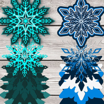 Intra απο ξύλο plywood Χρώμα wenge 3mm-4mm πάχος - Τέσσερις πολυστρωματικές νιφάδες χιονιού Δίασταση 4167x4167 cm INTRAFABR-47554636 - Image 1