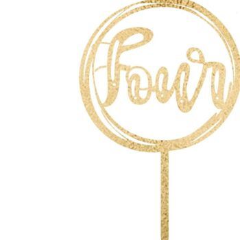 Intra απο ξύλο plywood  Χρώμα wenge 3mm-4mm πάχος - Τούρτα τέταρτων γενεθλίων Δίασταση 20x20 cm INTRAFABR-105494673 - Image 1