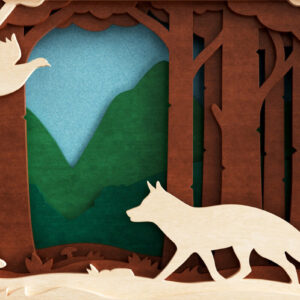 Intra απο ξύλο plywood  Χρώμα wenge 3mm-4mm πάχος - αποκοπής 3D Layered Fox Δίασταση 20x25 cm INTRAFABR-102113396