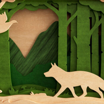 Intra απο ξύλο plywood  Χρώμα wenge 3mm-4mm πάχος - αποκοπής 3D Layered Fox Δίασταση 20x25 cm INTRAFABR-102113396 - Image 2