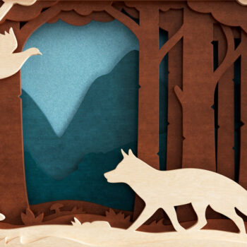 Intra απο ξύλο plywood  Χρώμα wenge 3mm-4mm πάχος - αποκοπής 3D Layered Fox Δίασταση 20x25 cm INTRAFABR-102113396 - Image 4