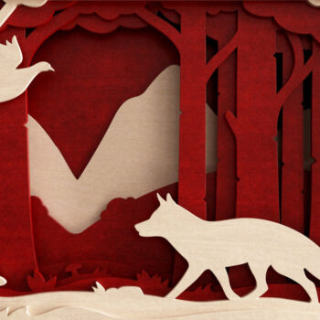 Intra απο ξύλο plywood  Χρώμα wenge 3mm-4mm πάχος - αποκοπής 3D Layered Fox Δίασταση 20x25 cm INTRAFABR-102113396 - Image 9