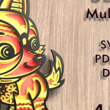 Intra απο ξύλο plywood Χρώμα wenge 3mm-4mm πάχος - λέιζερ πολλαπλών επιπέδων Fox 3D Δίασταση 8x7 cm INTRAFABR-102113412 - Image 1