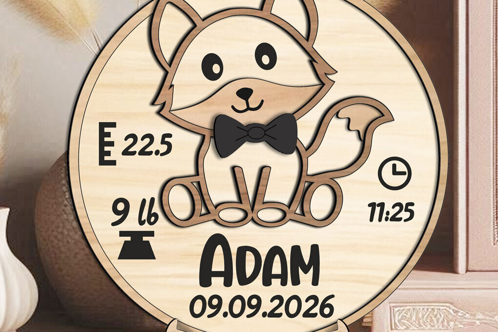 Intra απο ξύλο plywood  Χρώμα wenge 3mm-4mm πάχος - Στρογγυλός κύκλος ανακοινώσεων Fox Baby Δίασταση 30x20 cm INTRAFABR-102113625