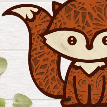 Intra απο ξύλο plywood  Χρώμα wenge 3mm-4mm πάχος - Διακοσμητικό πρότυπο κοπής λέιζερ FOX Δίασταση 14x8 cm INTRAFABR-102113320 - Image 1