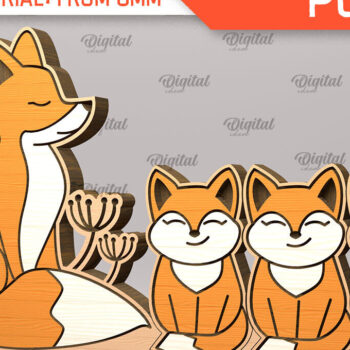 Intra απο ξύλο plywood Χρώμα wenge 3mm-4mm πάχος - Fox Family Puzzle Δίασταση 30x20 cm INTRAFABR-107627559 - Image 1