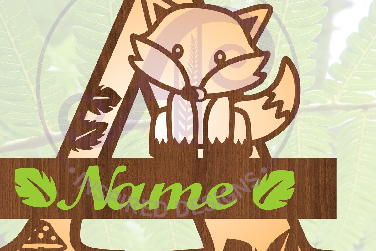 Intra απο ξύλο plywood  Χρώμα wenge 3mm-4mm πάχος - Fox Monogram Letter a Cut File Δίασταση 30x20 cm INTRAFABR-52858227