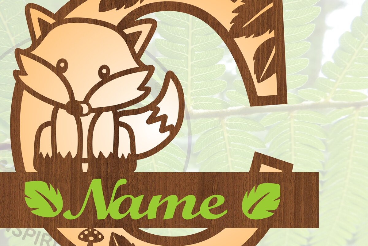 Intra απο ξύλο plywood  Χρώμα wenge 3mm-4mm πάχος - Fox Monogram Letter C Cut Δίασταση 30x20 cm INTRAFABR-52867839