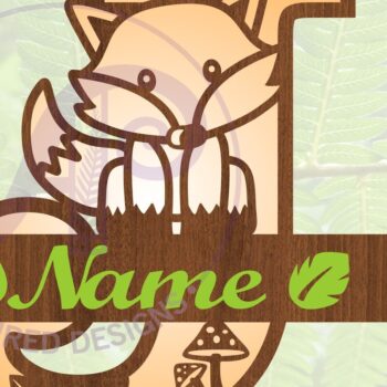 Intra απο ξύλο plywood  Χρώμα wenge 3mm-4mm πάχος - Fox Monogram Letter J Cut File Δίασταση 30x20 cm INTRAFABR-21471264 - Image 1