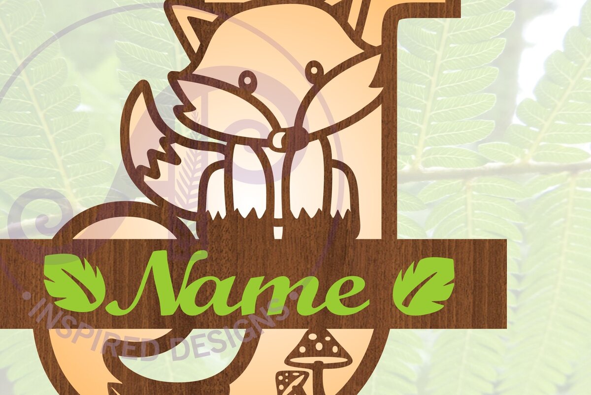 Intra απο ξύλο plywood  Χρώμα wenge 3mm-4mm πάχος - Fox Monogram Letter J Cut File Δίασταση 30x20 cm INTRAFABR-21471264